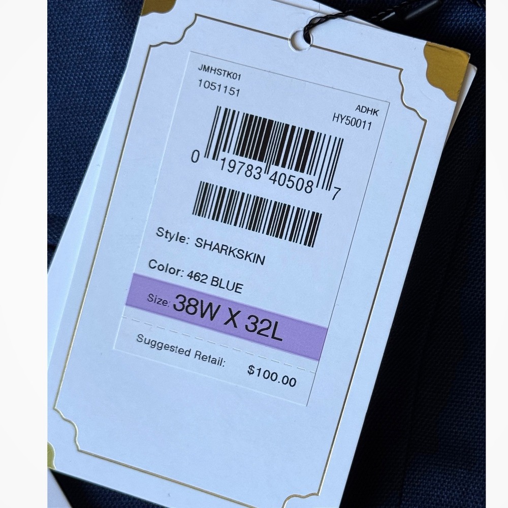 NWT J.M. Haggar Mens Premium Stretch Suit Pants Blue Sharkskin 38x32 Classic Fit - Picture 4 of 4